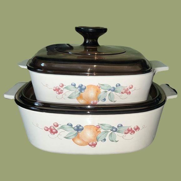 Vintage 4 Pc Corning Ware Beige Abundance Casseroles Dishes A2-B, and A 1- 1/2 B - Picture 1 of 11